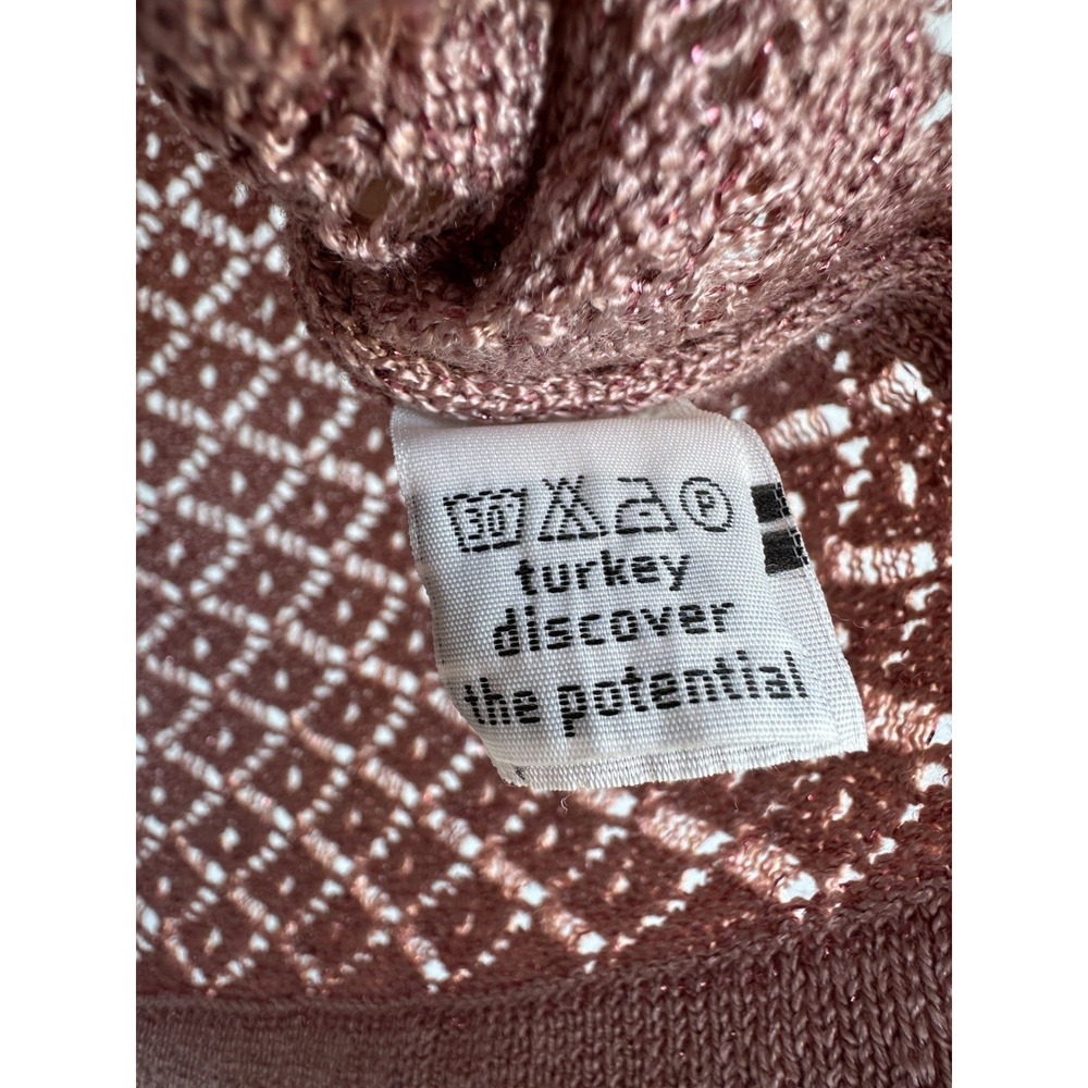 Biruni Retro Pink Lace Knit Cardigan Pearl‎ Detail Short Sleeve Small - Picture 5 of 10